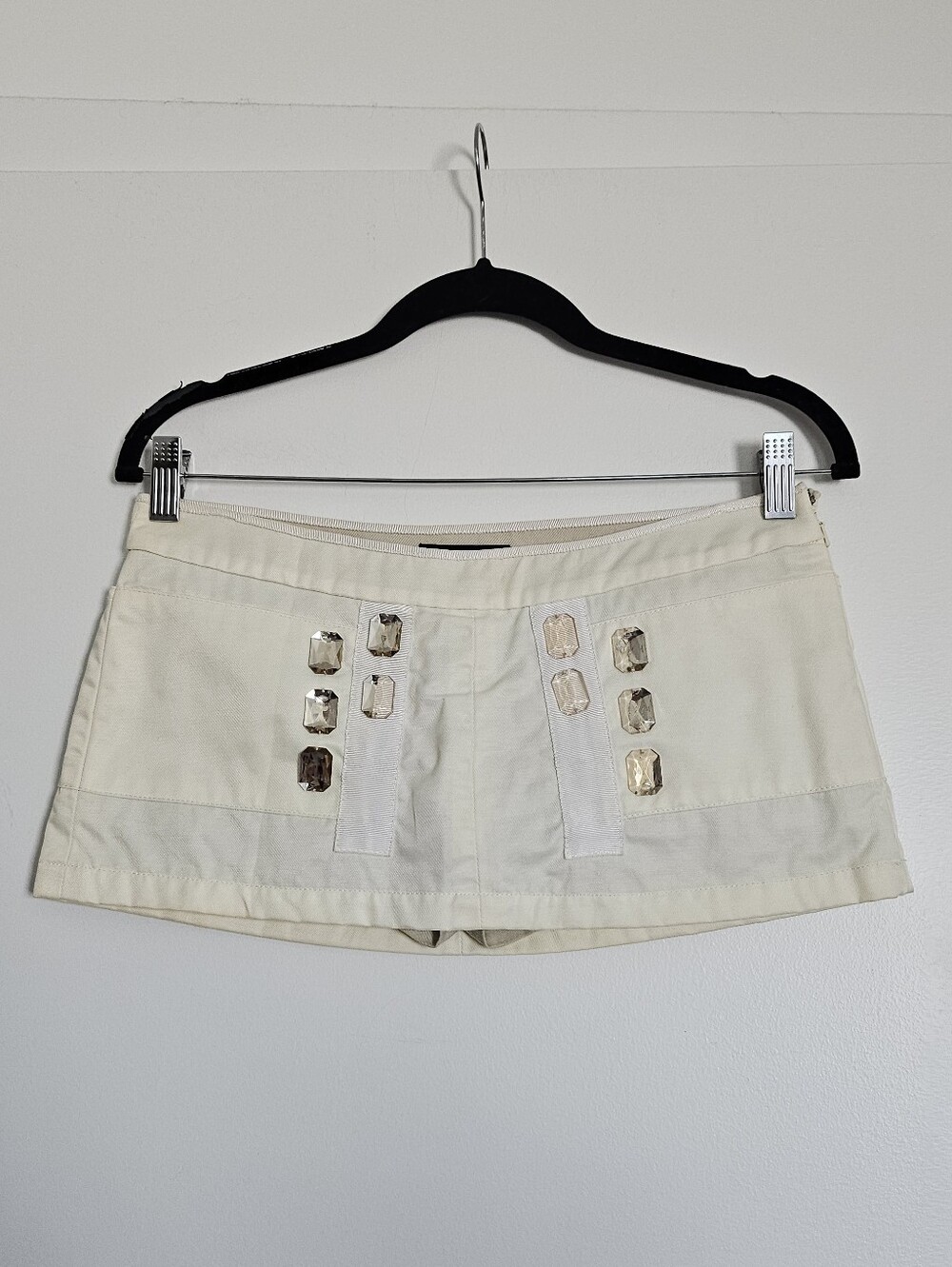 Rienda Gyaru Embellished Cream Micro Mini Skirt
